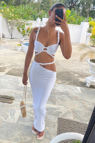 White Rope Detail Maxi Skirt Set