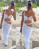 White Rope Detail Maxi Skirt Set