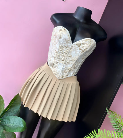 Beige & Gold Detail Corset Top