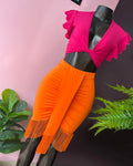 Orange Tassel Detail Skirt